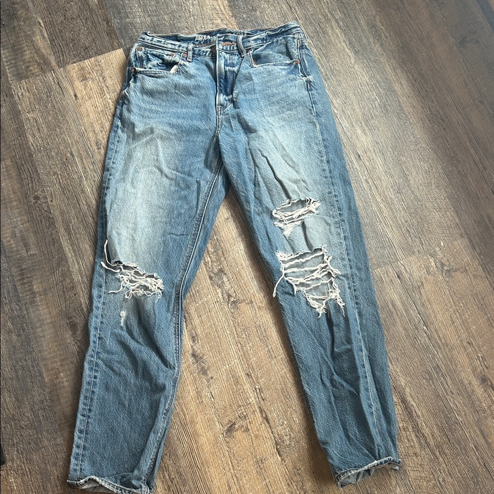 American Eagle Outfitters Ripped Blue Boyfriend Jeans